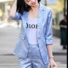 3/4-sleeve Embossed Blazer / Pants