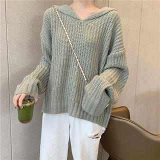 Sailor-collar Loose-fit Knit Sweater