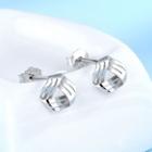 925 Sterling Silver Triangle Earring 1 Pair - 925 Silver - White - One Size