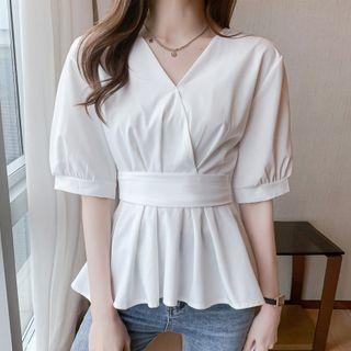V-neck Bow-back Blouse