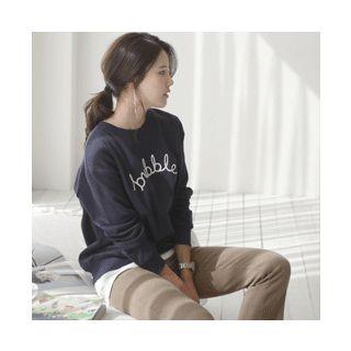 Brushed-fleece Embroidered Sweatshirt