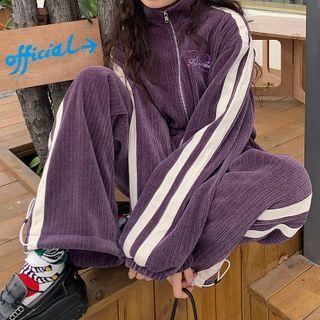 Heart Embroidered Jacket / Loose Fit Pants