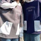 Couple Matching Fleece-lined Letter Mock Two Piece Hoodie