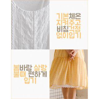Crochet-panel Midi Pinafore Dress White - One Size