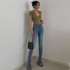 Details Skinny Boot-cut Jeans