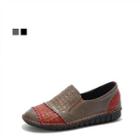 Genuine Leather Patterned Two-tone Loafers