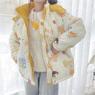 Reversible Padded Zip Jacket As Shown In Figure - One Size