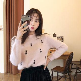 Cat Patterned Knit Top