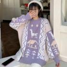 Printed Sweater White & Gray - One Size