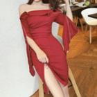 Long-sleeve Zip-up Mini Sheath Dress
