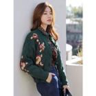Flower-embroidered Loose-fit Cardigan