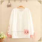Pig Patch Lace-up Fleece-lined Sweatshirt