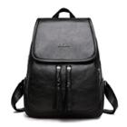 Tassel Faux-leather Backpack Black - One Size