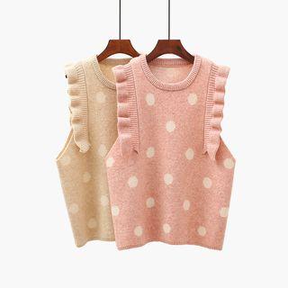 Frill-trim Dotted Knit Vest