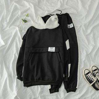 Set: Two Tone Fleece-lined Hoodie + High Waist Sweatpants
