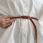 Faux Leather Thin Braided Belt