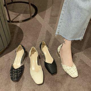 Block Heel Woven Dorsay Pumps