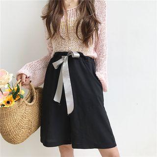 Tie Waist Chiffon Wide Leg Shorts