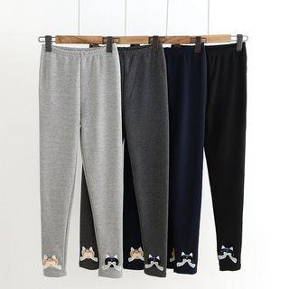 Fleece-lined Embroidered Leggings