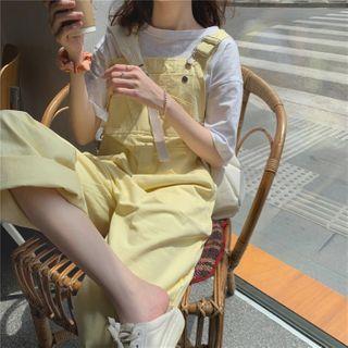 Loose Fit Plain Jumper Pants Yellow - One Size