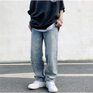 Star Accent Wide-leg Jeans