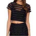 Short-sleeve Mesh Cropped Top