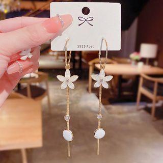 Flower Alloy Dangle Earring 1 Pair - E664 - Gold - One Size