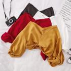 Lantern-sleeve Knotted-hem Top