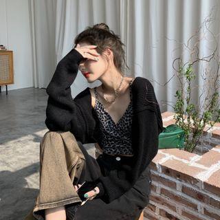 Leopard Print Camisole Top / Cropped Knit Shrug