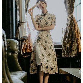Traditional Chinese Short-sleeve Pattern A-line Dress