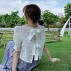 Square-neck Open-back Patterned Shirt