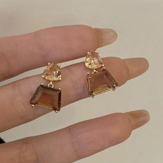 Sterling Silver Rhinestone Drop Earring 1 Pair - Gold - One Size