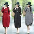Dotted Long-sleeve Midi Pullover Dress