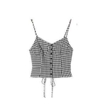 Plaid Tie-back Cropped Camisole Top