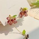 Grapes Dangle Earring 1 Pair - Silver Earrings - Gold & Dark Red - One Size