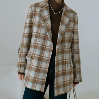 Gingham Lapel Blazer