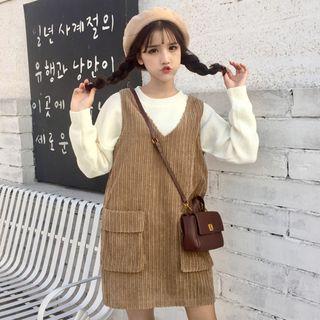 Corduroy Pinafore Mini Dress