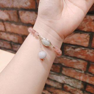 Faux Crystal Bead Bracelet 04 - Pendant - Bead - Pink - One Size