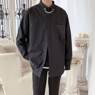 Long-sleeve Chain-accent Loose-fit Shirt