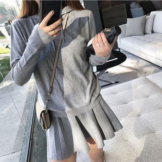 Set: Knit Hoodie + A-line Skirt