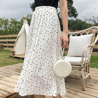 Polka Dot Chiffon Midi Skirt White - One Size