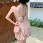 Sleeveless Bow-accent Backless A-line Dress