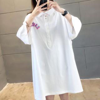 3/4-sleeve Lettering Tunic T-shirt