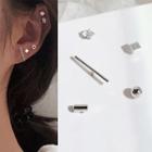 Set Of 5: Stud Earring Set Of 5 - Stud Earring - Silver - One Size