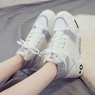 Color Block Paneled Platform High-top Sneakers