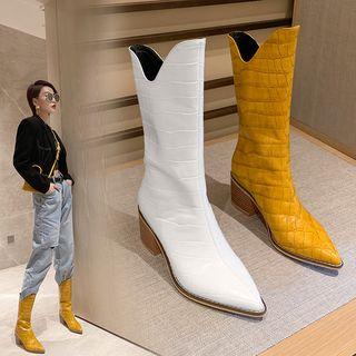 Faux Leather Block-heel Short Riding Boots