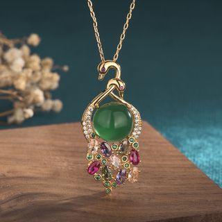 Rhinestone Faux Gemstone Pendant / Alloy Necklace / Set