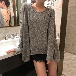 Long-sleeve Open-back Top / Strappy Camisole Top