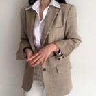 Single Breasted Gingham Blazer As Shown In Figure - One Size
