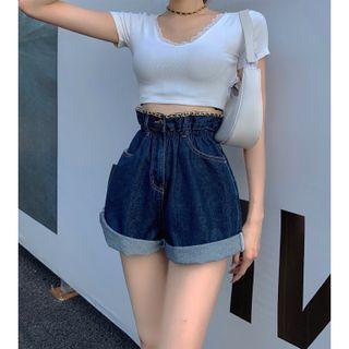 Chain Detail Denim Shorts